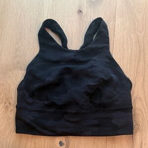 Lululemon Medium Support Racer Back Black Camo Women's Sports Bra size 6